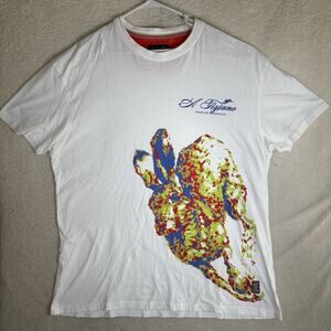 A Tiziano Shirt Mens 4X White Rabbit Graphic Tee Short Sleeve Streetwear Hip Hop